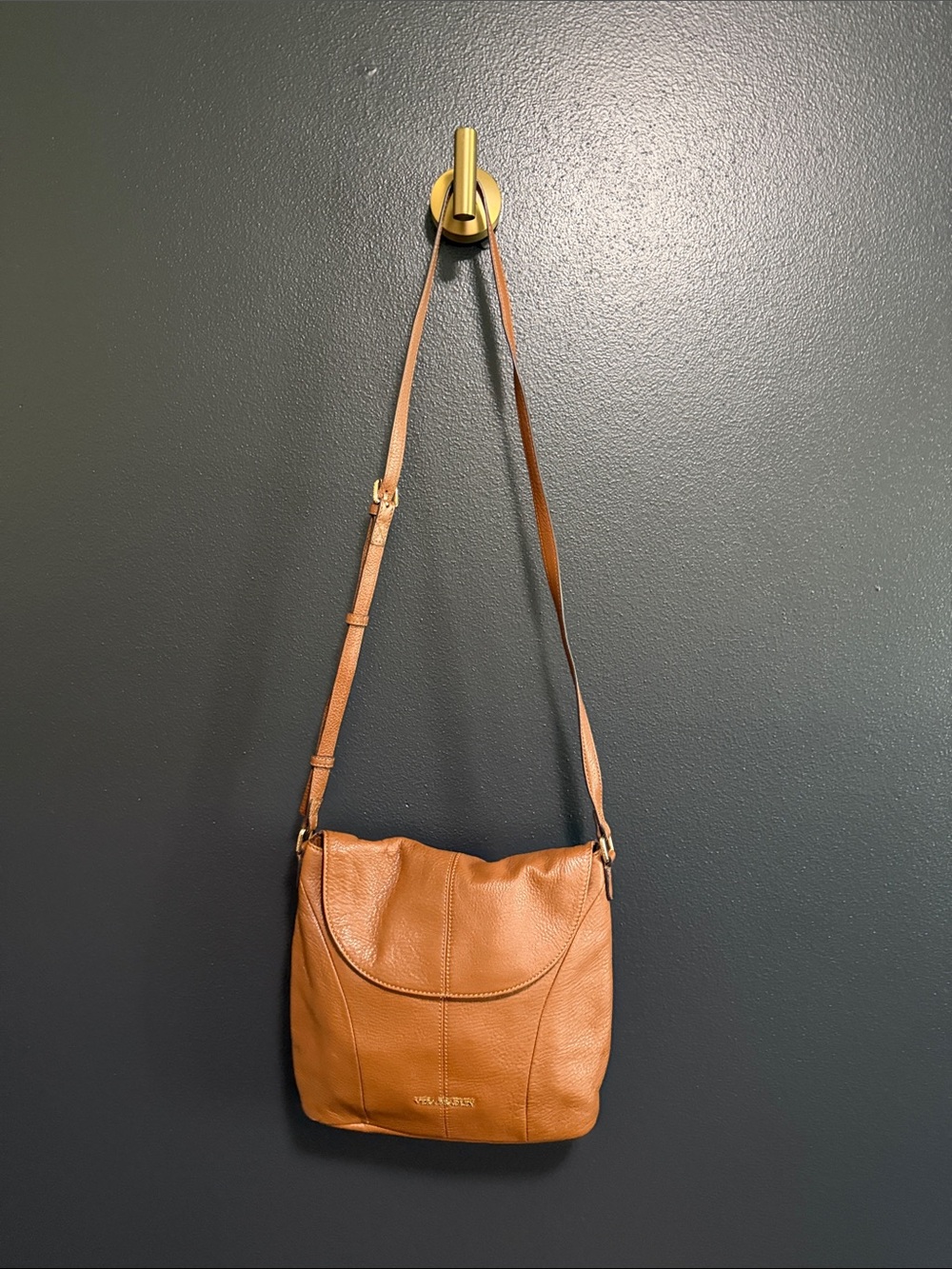 Vera Bradley Mesa Brown Leather Sidesaddle Leather Crossbody Shoulder Bag